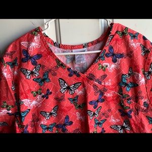 Colorful Butterfly 2XL Scrub Top